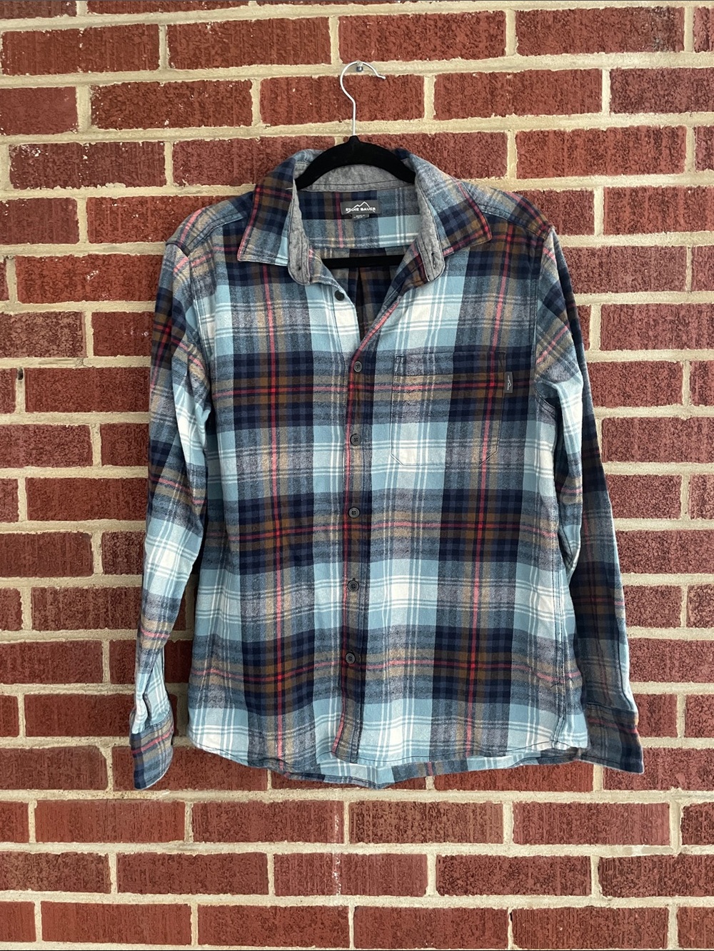 Eddie Bauer Men's Plaid Shirt - Blue, Red, White